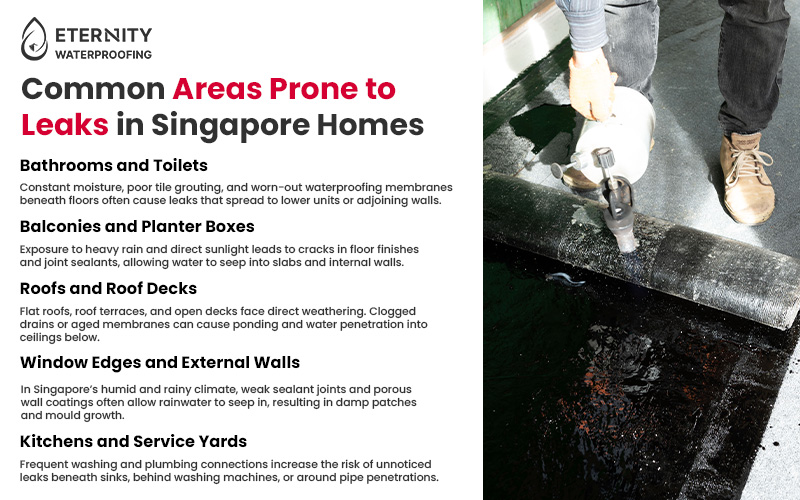 Common leak-prone areas in Singapore homes